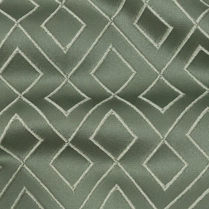 Satin-Faced Jacquard - Sage Diamond Fret - British Imported Detail