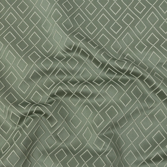Satin-Faced Jacquard - Sage Diamond Fret - British Imported