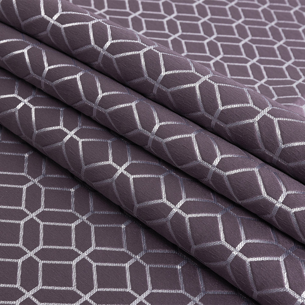 Polyester Jacquard - Amethyst Tiled Geometric - British Imported Folded