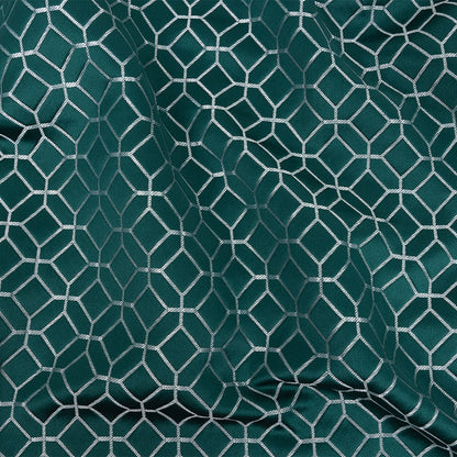 Polyester Jacquard - Emerald Tiled Geometric - British Imported