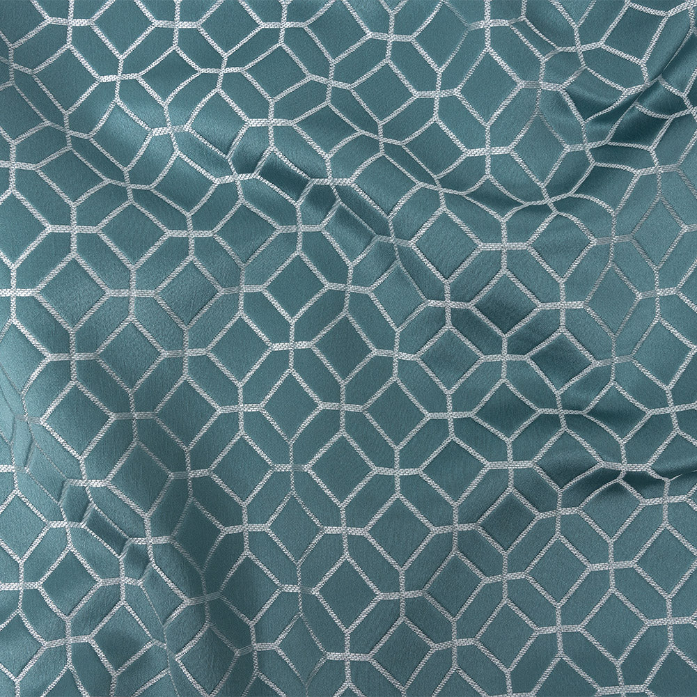 Polyester Jacquard - Sky Tiled Geometric - British Imported