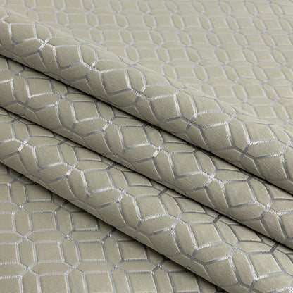 Polyester Jacquard - Willow Tiled Geometric - British Imported Folded