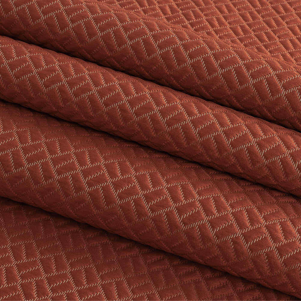Polyester Jacquard - Coral Geometric Boxes - British Imported Folded