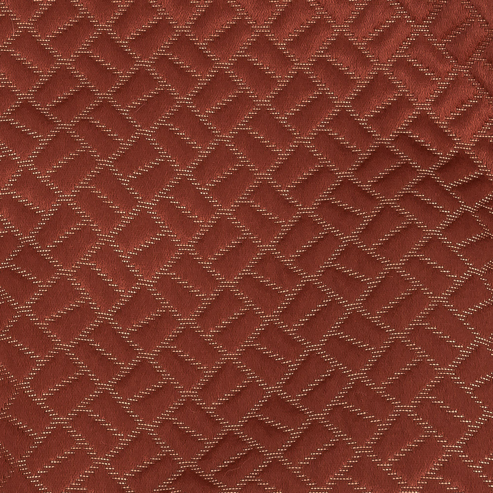 Polyester Jacquard - Coral Geometric Boxes - British Imported Detail