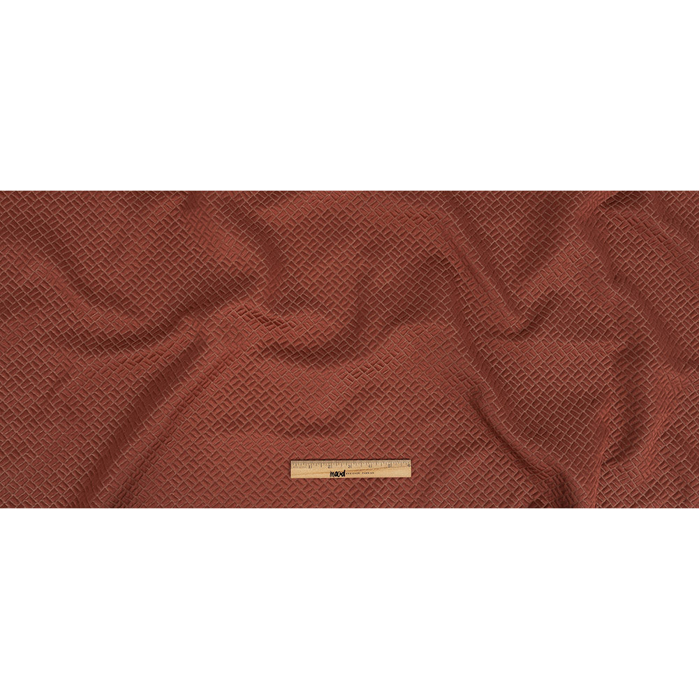 Polyester Jacquard - Coral Geometric Boxes - British Imported Full