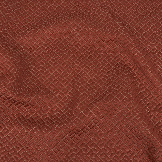 Polyester Jacquard - Coral Geometric Boxes - British Imported