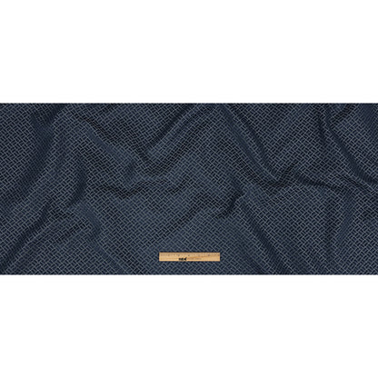 Polyester Jacquard - Indigo Geometric Boxes - British Imported Full