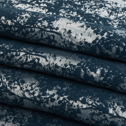 Polyester Jacquard - Indigo Abstract Trees - British Imported Folded