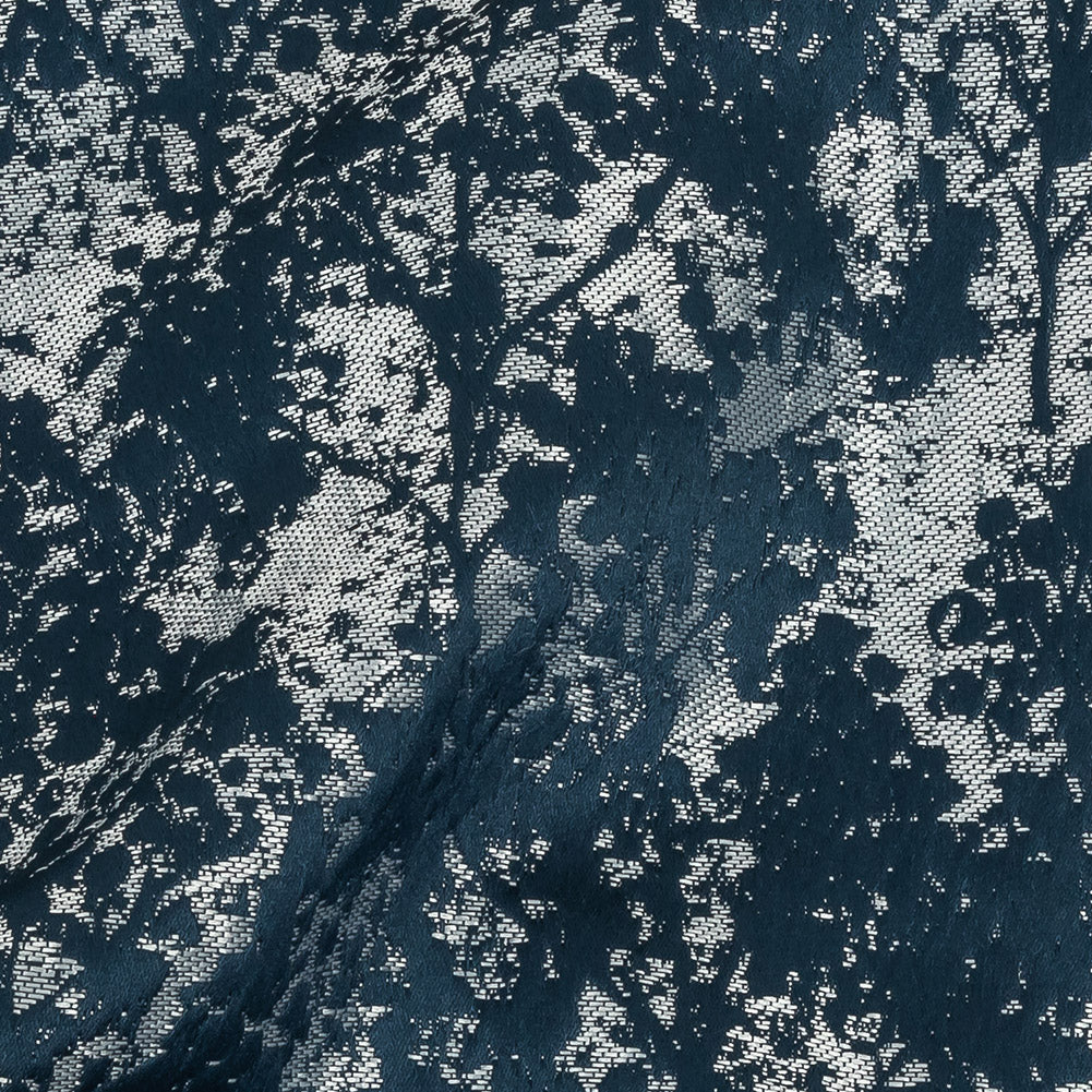 Polyester Jacquard - Indigo Abstract Trees - British Imported Detail
