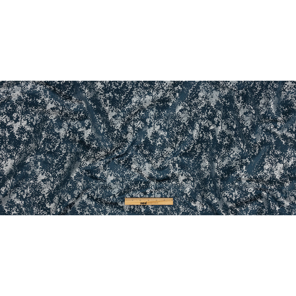 Polyester Jacquard - Indigo Abstract Trees - British Imported Full