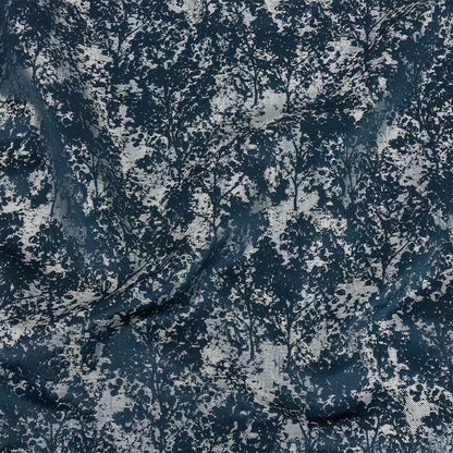 Polyester Jacquard - Indigo Abstract Trees - British Imported