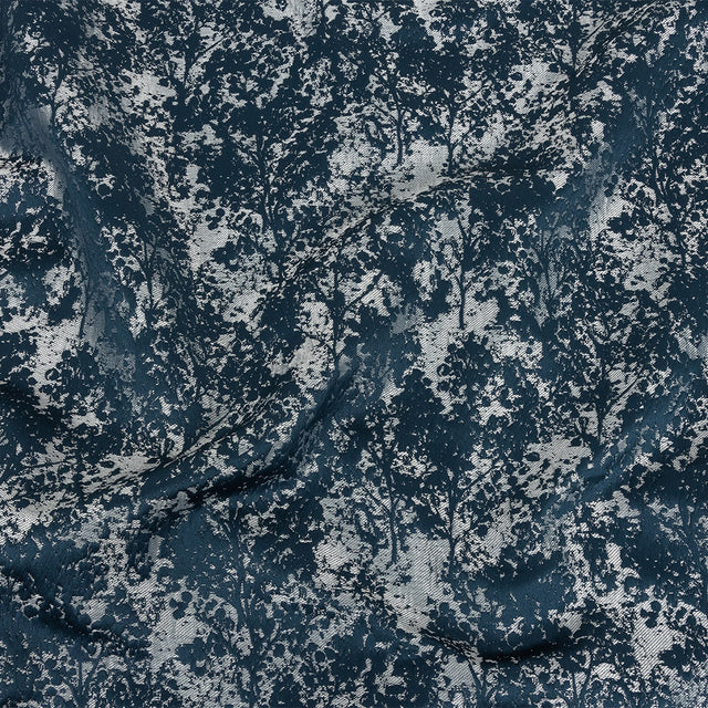 Polyester Jacquard - Indigo Abstract Trees - British Imported