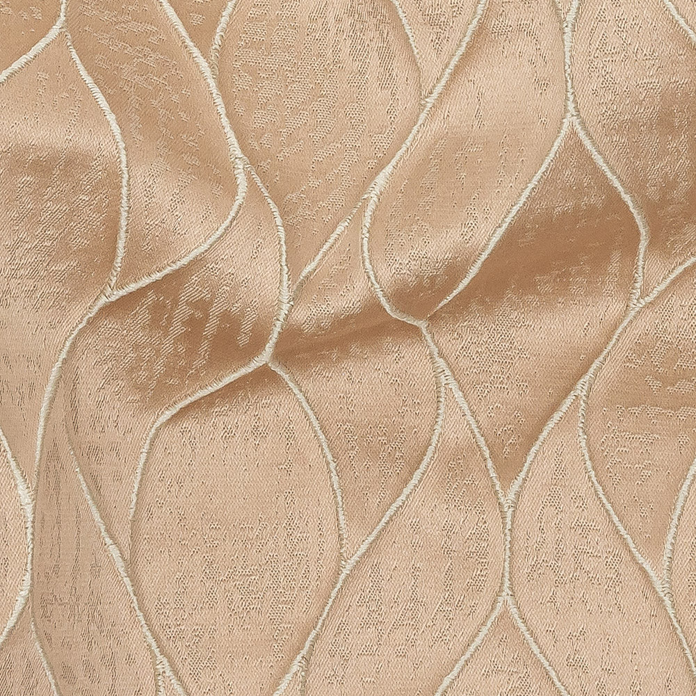 Polyester Jacquard - Cantaloupe Leafy Lines - British Imported Detail
