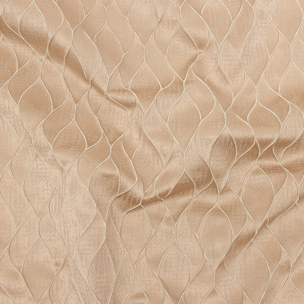 Polyester Jacquard - Cantaloupe Leafy Lines - British Imported
