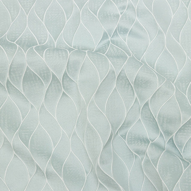 Polyester Jacquard - Duckegg Leafy Lines - British Imported