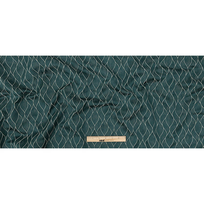 Polyester Jacquard - Emerald Leafy Lines - British Imported Full