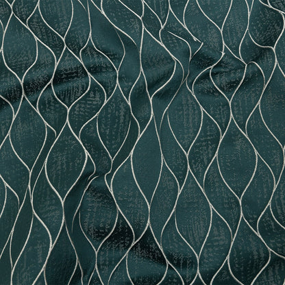 Polyester Jacquard - Emerald Leafy Lines - British Imported