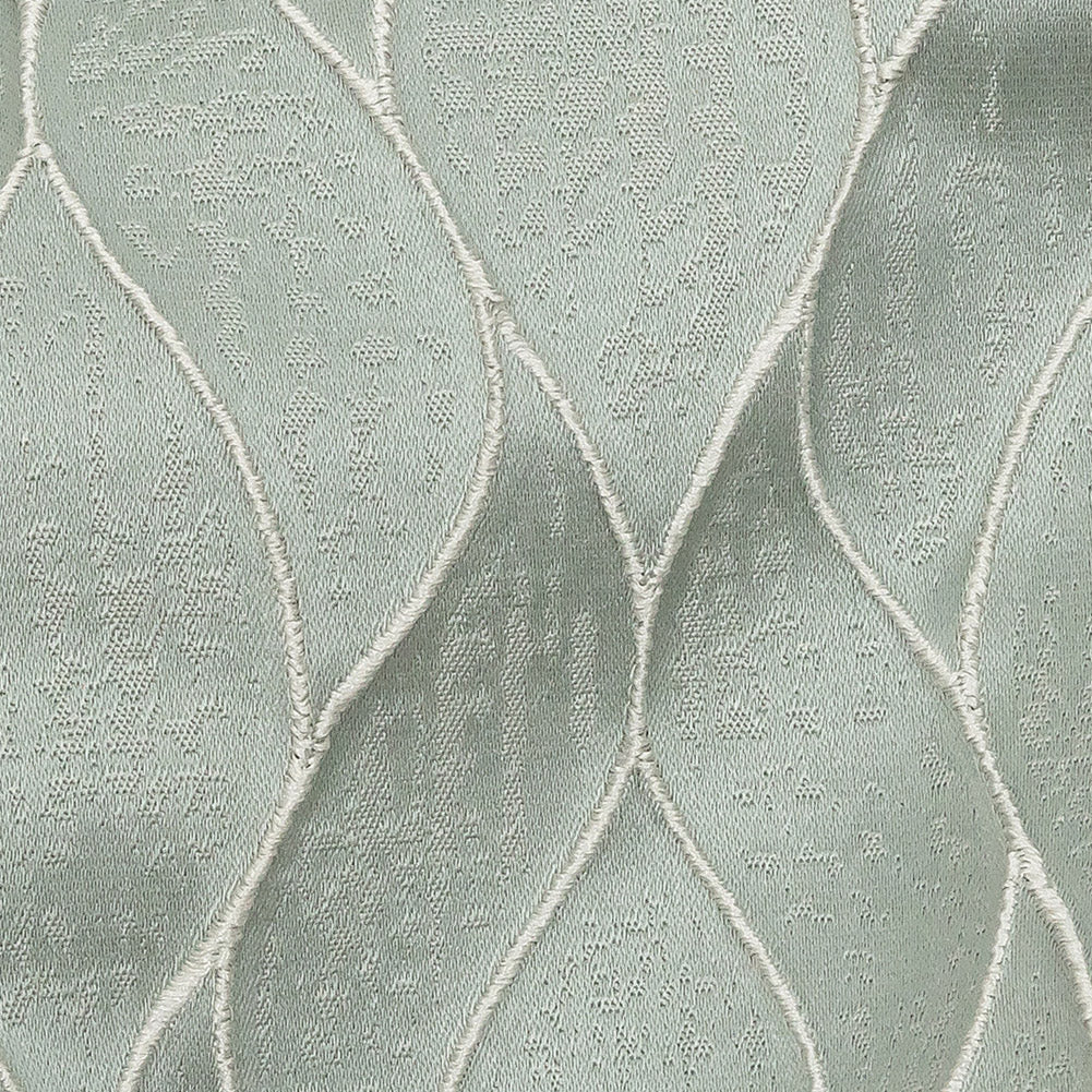 Polyester Jacquard - Seafoam Leafy Lines - British Imported Detail
