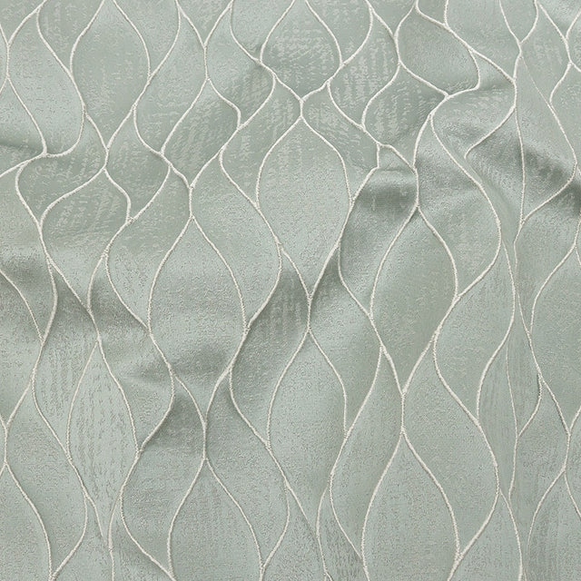 Polyester Jacquard - Seafoam Leafy Lines - British Imported