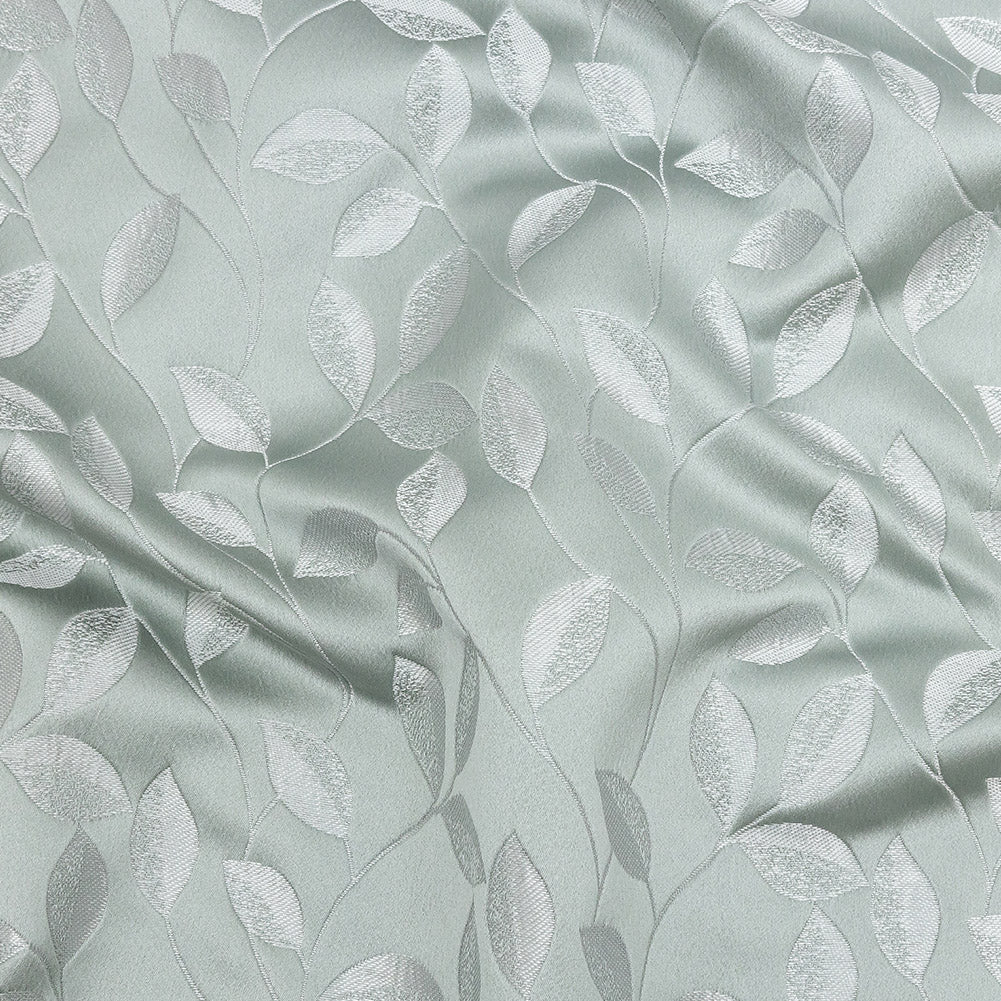 Satin-Faced Jacquard - Seafoam Foliage - British Imported