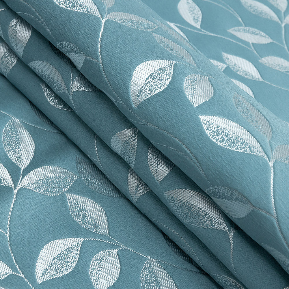 Satin-Faced Jacquard - Sky Foliage - British Imported Folded