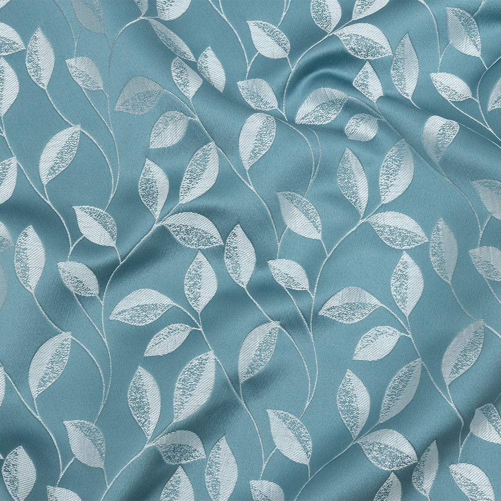 Satin-Faced Jacquard - Sky Foliage - British Imported