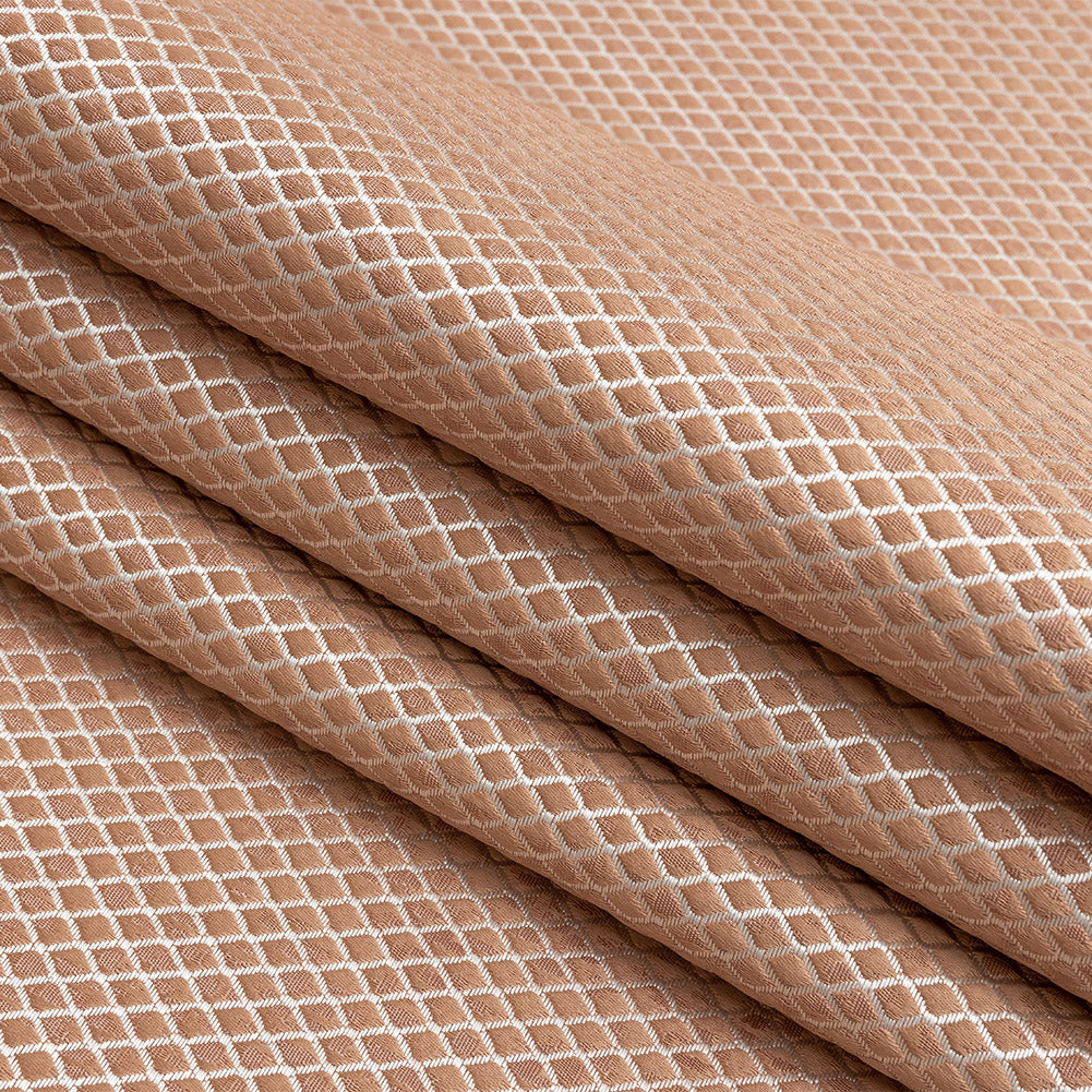 Polyester Jacquard - Rose Gold Diamonds - British Imported Folded