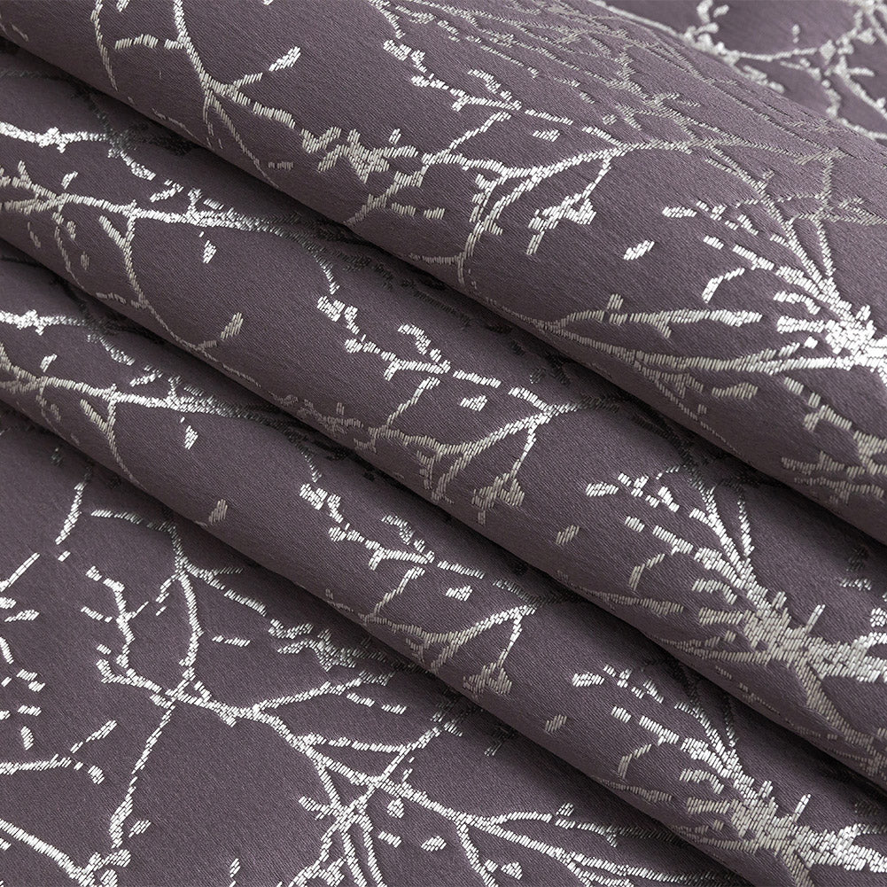 Polyester Jacquard - Amethyst Wintry Branches - British Imported Folded