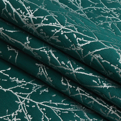 Polyester Jacquard - Emerald Wintry Branches - British Imported Folded