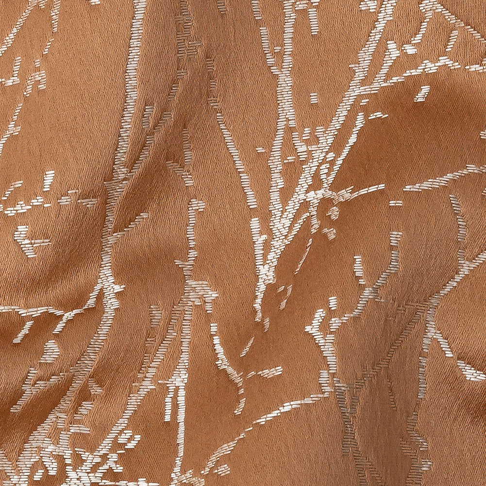 Polyester Jacquard - Rose Gold Wintry Branches - British Imported Detail