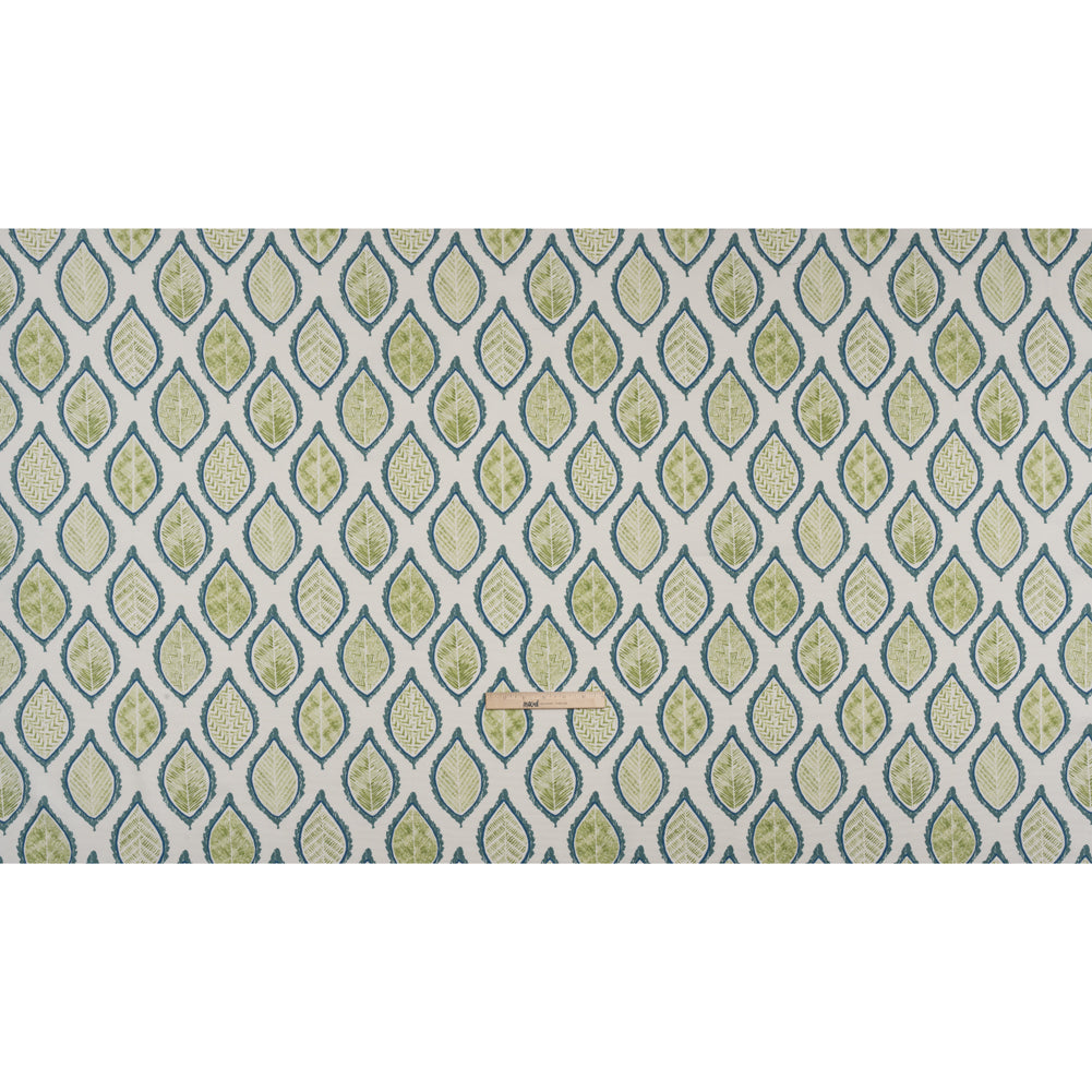 Cotton Canvas Print - Lagoon Textured Leaves - British Imported