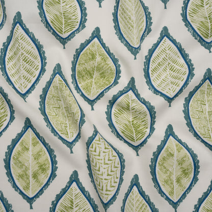 Cotton Canvas Print - Lagoon Textured Leaves - British Imported