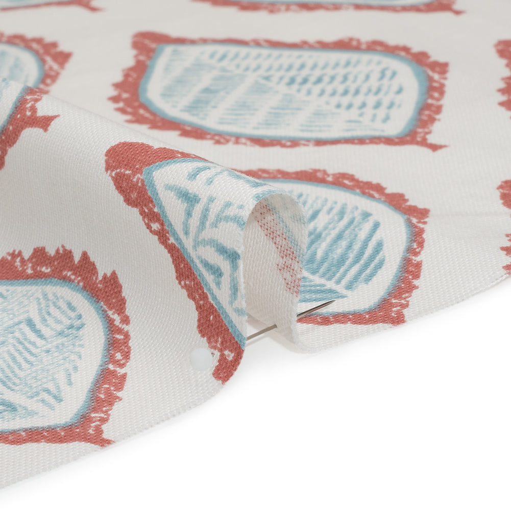 Cotton Canvas Print - Strawberry Textured Leaves - British Imported - Detail