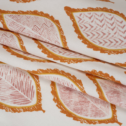Cotton Canvas Print - Tangerine Textured Leaves - British Imported