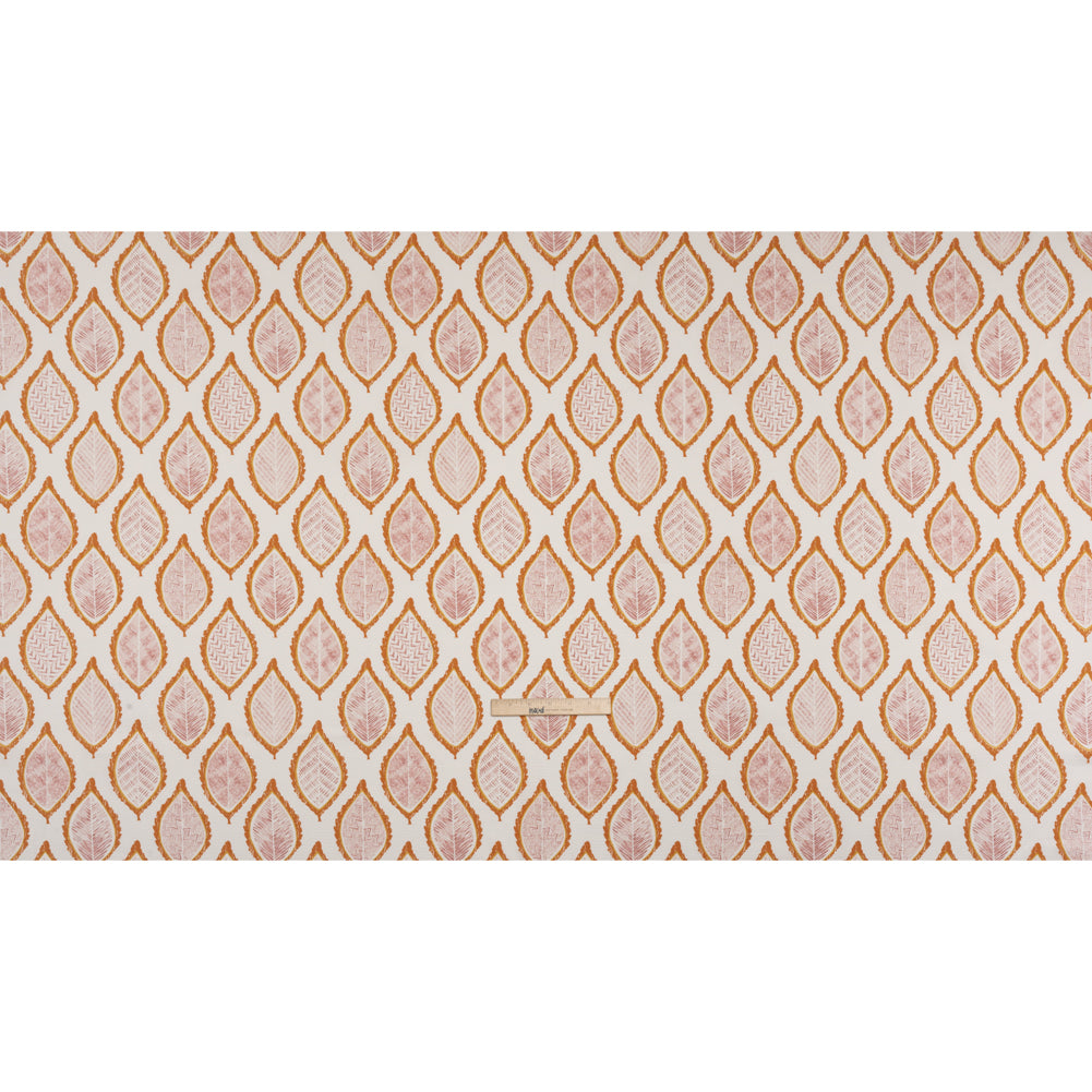 Cotton Canvas Print - Tangerine Textured Leaves - British Imported