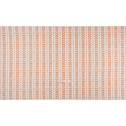 Cotton Canvas Print - Tangerine Leaves and Stripes - British Imported