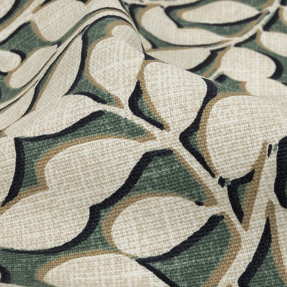 Cotton Canvas Print - Olive Leaf Shapes - British Imported Detail