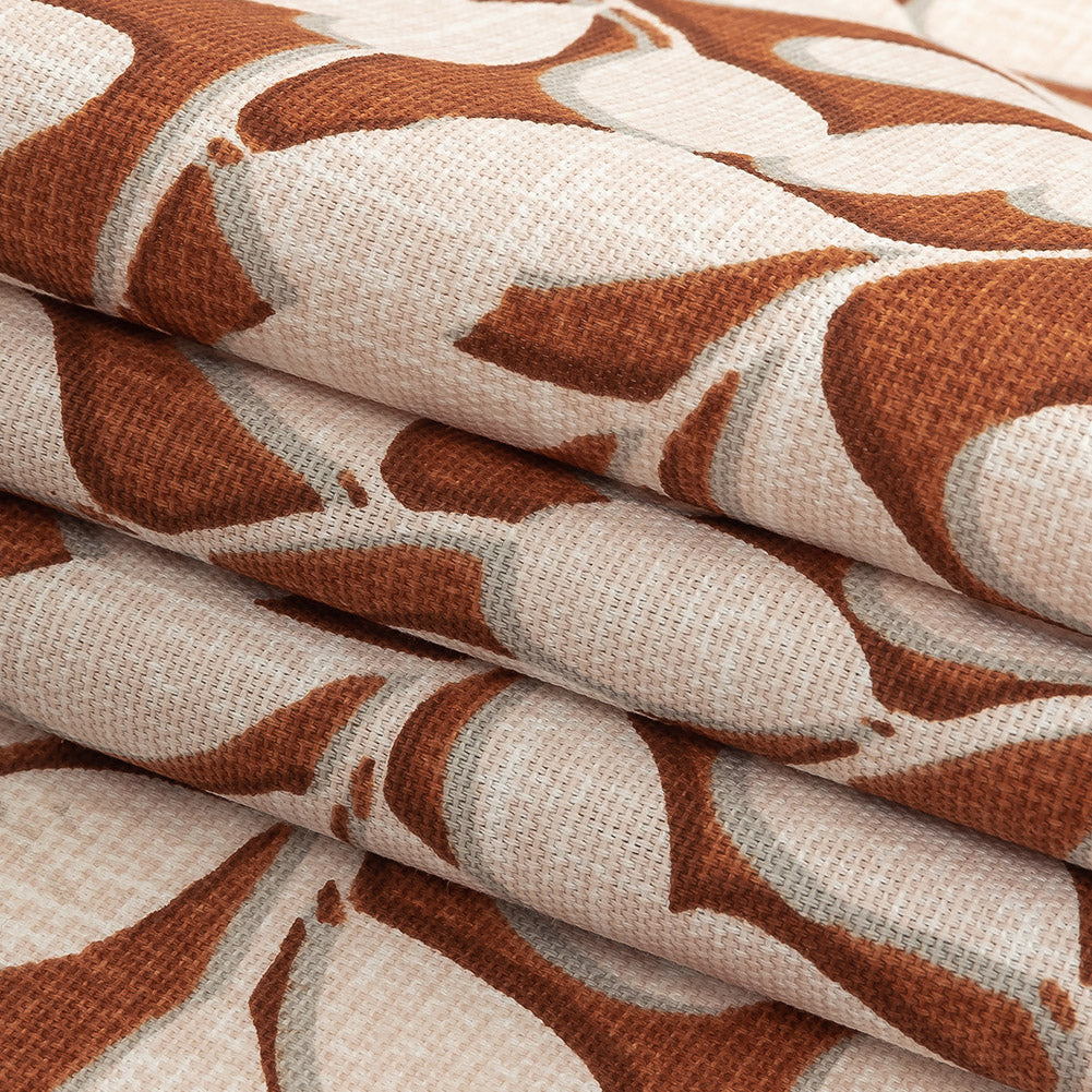 Cotton Canvas Print - Terracotta Leaf Shapes - British Imported Folded