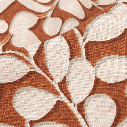 Cotton Canvas Print - Terracotta Leaf Shapes - British Imported Detail