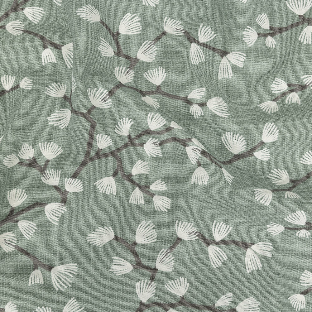 Cotton Canvas Print - Seafoam Japanese Blooms - British Imported