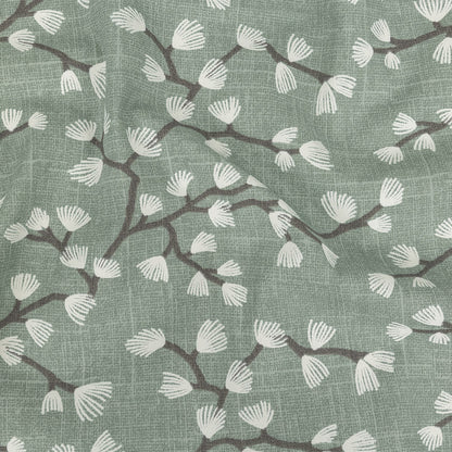 Cotton Canvas Print - Seafoam Japanese Blooms - British Imported