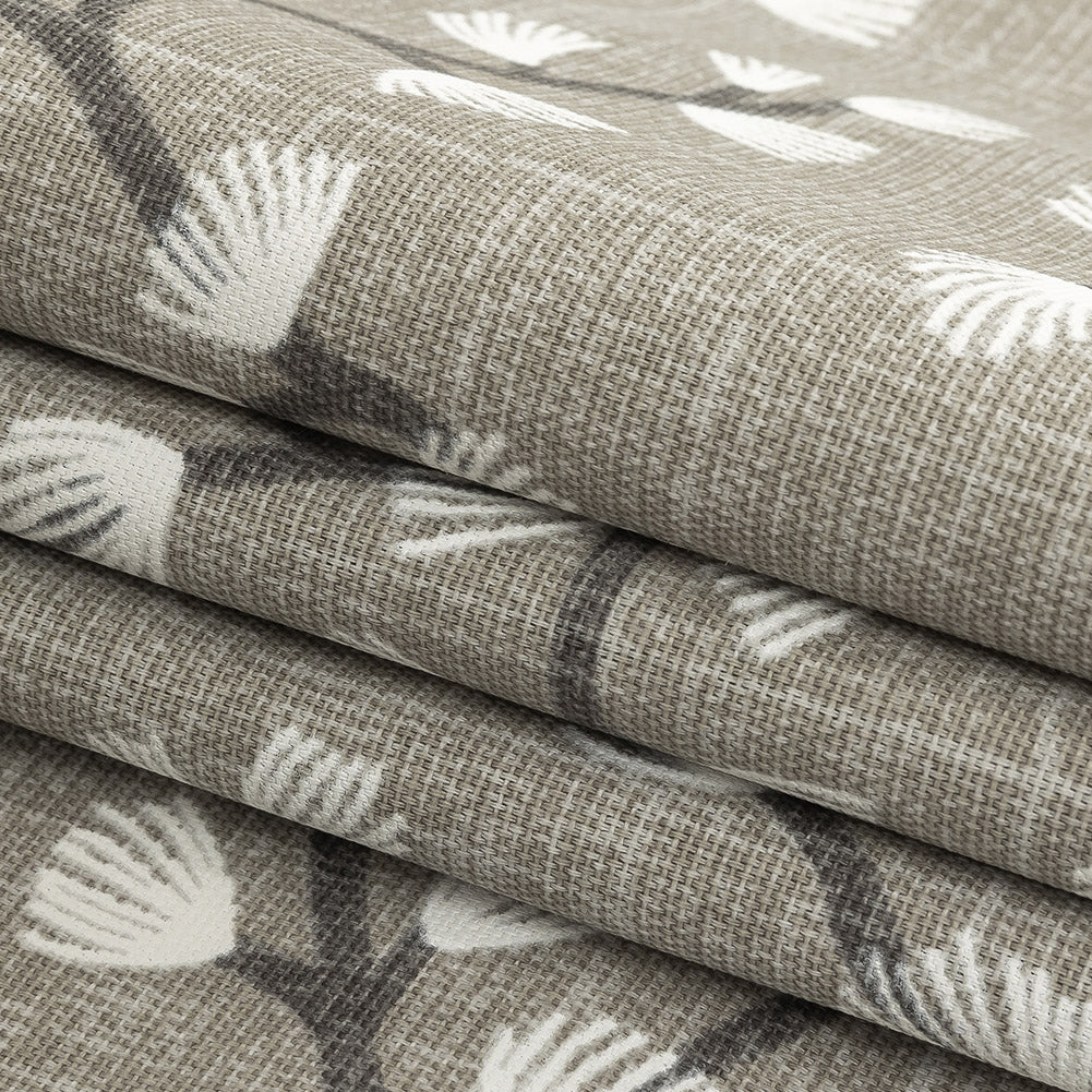 Cotton Canvas Print - Silver Japanese Blooms - British Imported Folded