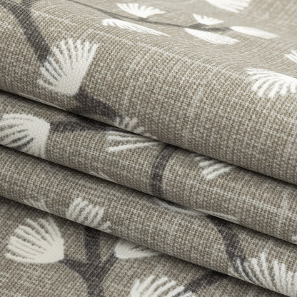 Cotton Canvas Print - Silver Japanese Blooms - British Imported Folded