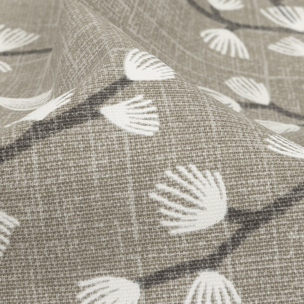 Cotton Canvas Print - Silver Japanese Blooms - British Imported Detail