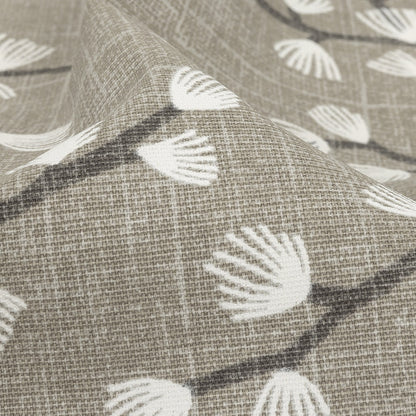 Cotton Canvas Print - Silver Japanese Blooms - British Imported Detail