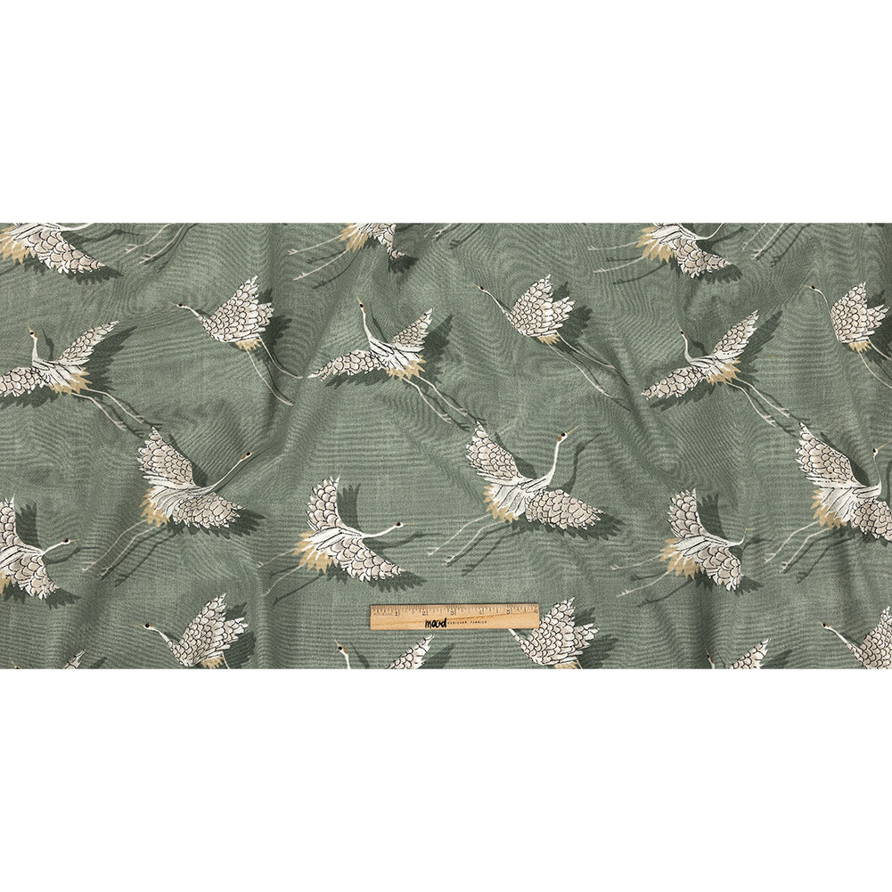 Cotton Canvas Print - Olive Cranes - British Imported Full