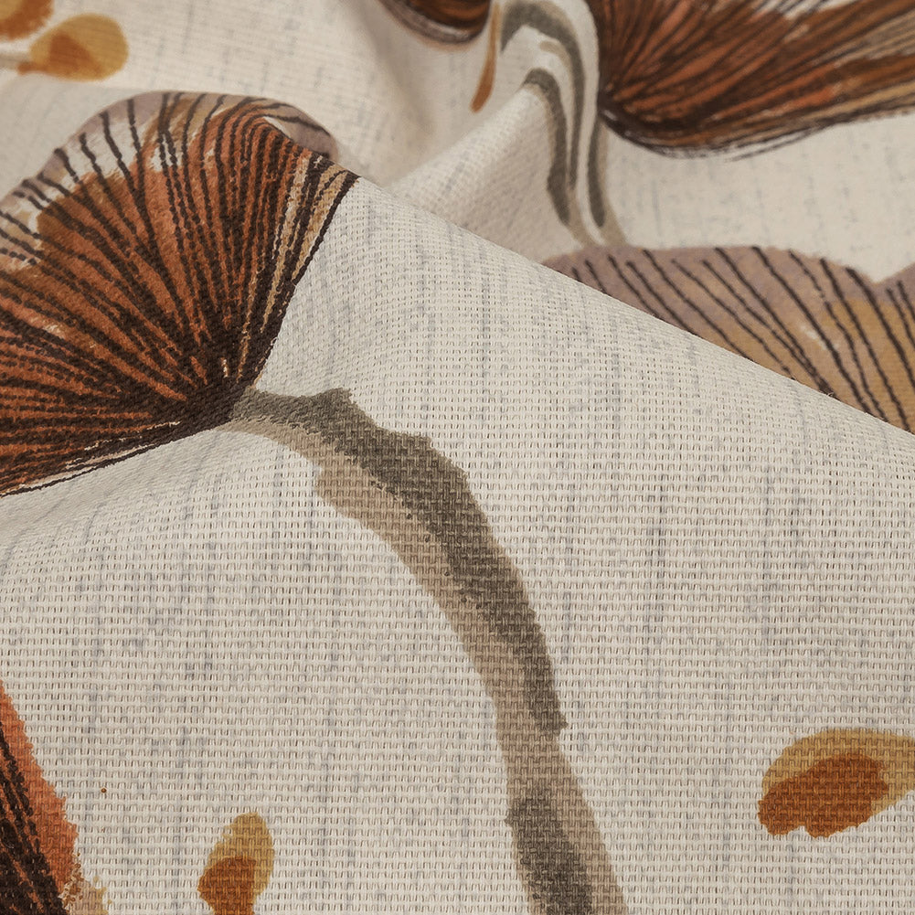 Cotton Canvas Print - Terracotta Fanning Florets - British Imported Detail