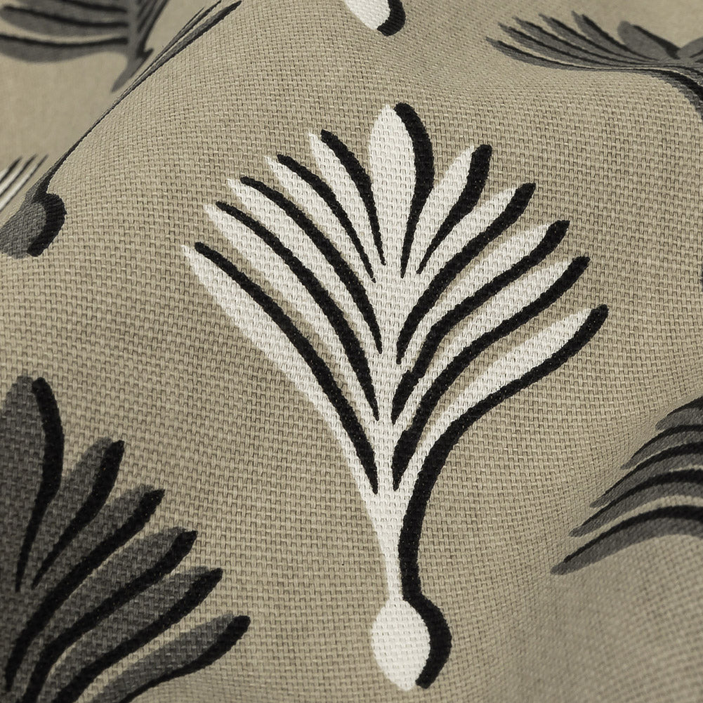 Cotton Canvas Print - Linen Geometric Ferns - British Imported Detail