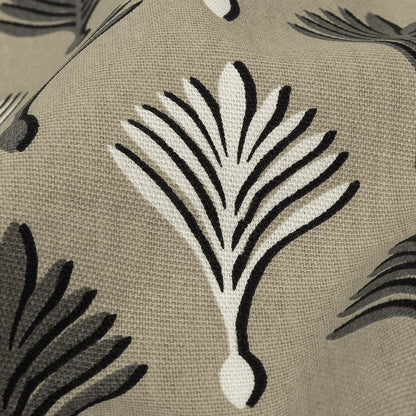 Cotton Canvas Print - Linen Geometric Ferns - British Imported Detail