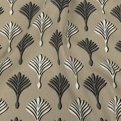 Cotton Canvas Print - Linen Geometric Ferns - British Imported